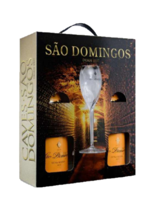 ESPUMANTE SAO DOMINGOS CONJ. 2X75CL C/FLUTE RESERVA MEIO SECO