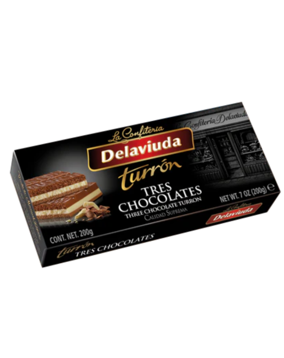 DELAVIUDA TURRON TRES CHOCOLATES 18x200gr