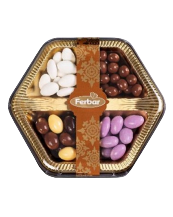 FERBAR CAIXA CRISTAL HEGAGONAL COM AMENDOAS 10x180gr