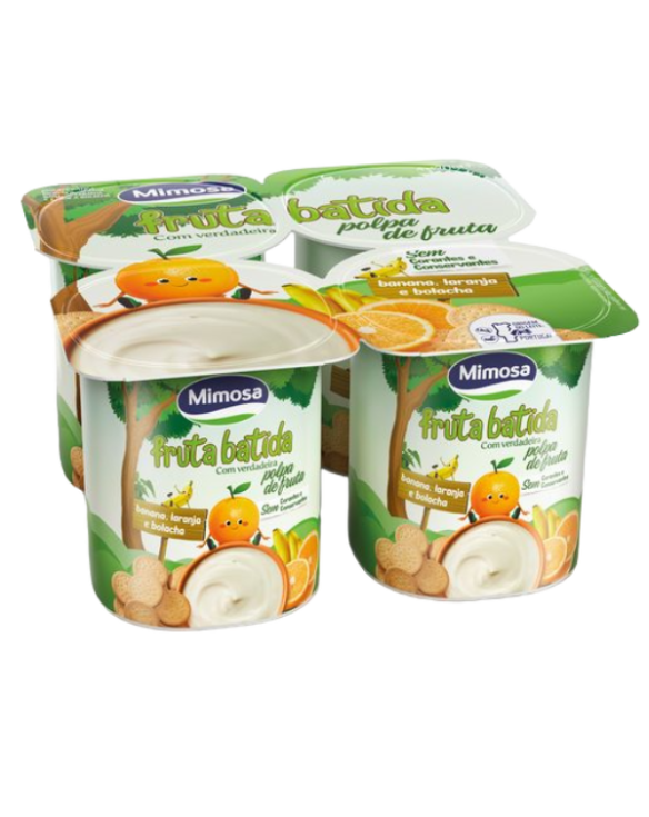 MIMOSA IOGURTE FRUTA BATIDA BANANA/LARANJA 6x(4x125gr)
