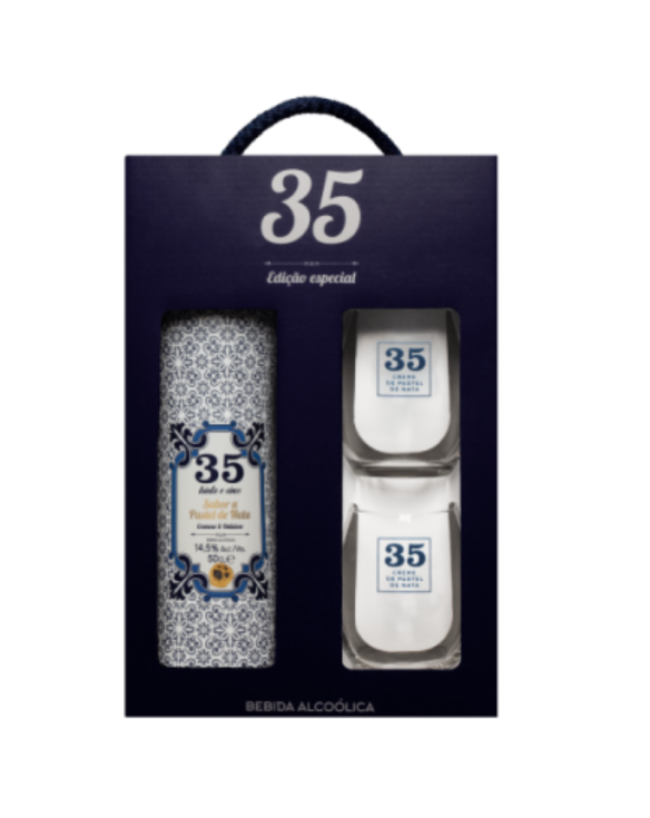 LICOR 35 CREME D.PASTEL D.NATA +2COPOS 3x50cl 14.5Â°
