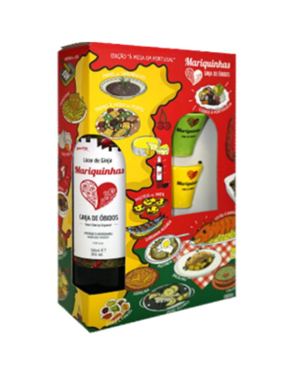 LICOR GINJA MARIQUINHAS + COPOS CERAMICA / 7X50CL.