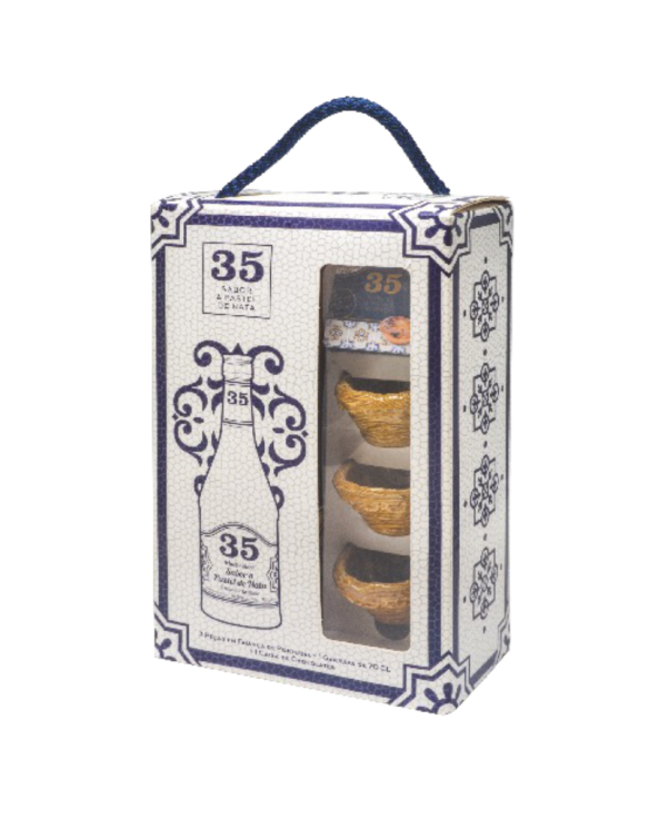 LICOR 35 CREME D.PASTEL D.NATA +3COPOS FIANCA+CHOC 3x70cl 14.5Â°
