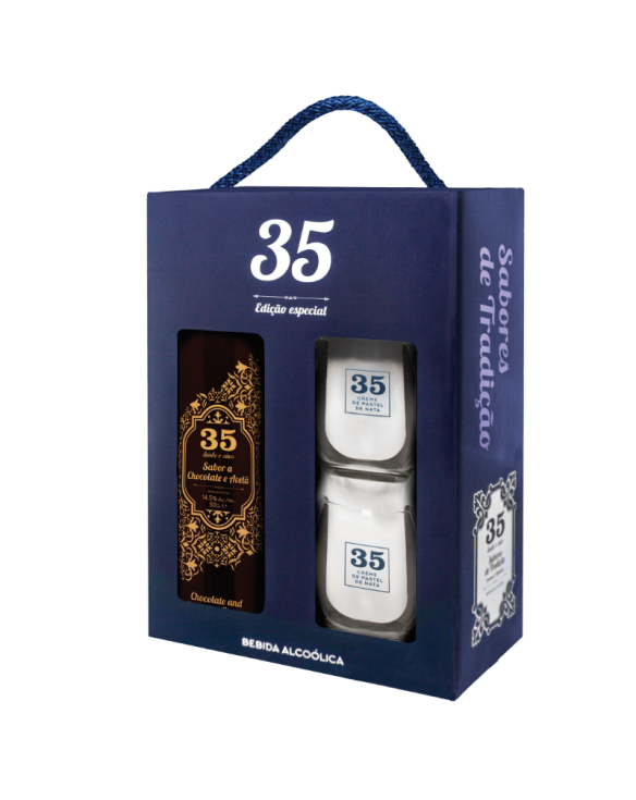 LICOR 35 PACK CREME CHOCO + 2 COPOS  3x50cl 14.5Â°